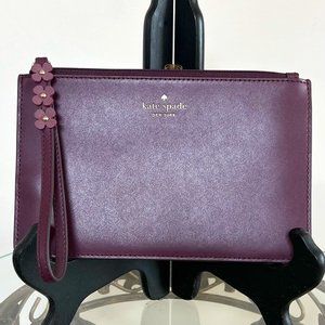 Kate Spade Leather Wristlet Pouch - Plum {NWOT}